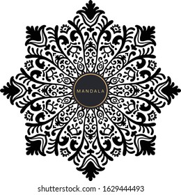 Black and white mandala vector isolated on white. Vector hand drawn circular decorative element.
