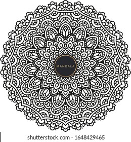 Black and white mandala vector isolated on white. Vector hand drawn circular decorative element.
