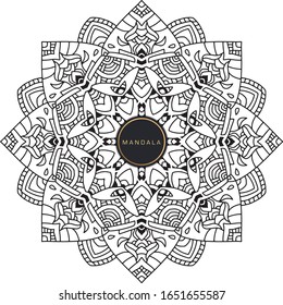 Schwarz-Weiß-Mandala-Vektorillustration einzeln auf Weiß. Vektorillustration handgezeichnet runder Zierelement.