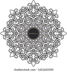 Schwarz-Weiß-Mandala-Vektorillustration einzeln auf Weiß. Vektorillustration handgezeichnet runder Zierelement.