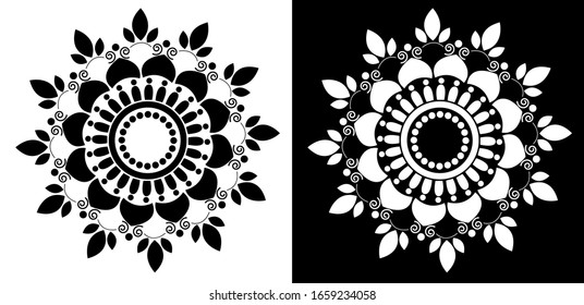 Black and white mandala vector isolated on white. Vector hand drawn circular decorative element.