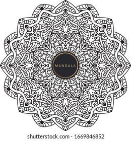 Black and white mandala vector isolated on white. Vector hand drawn circular decorative element.