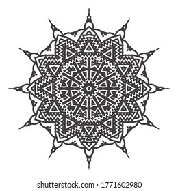 Black and white mandala vector isolated on white. Vector hand drawn circular decorative element.