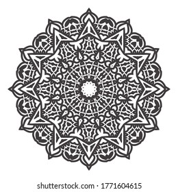Black and white mandala vector isolated on white. Vector hand drawn circular decorative element.