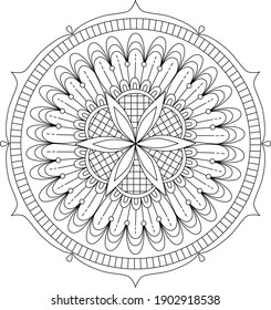 Black and white mandala vector isolated on white. Vector hand drawn circular decorative element