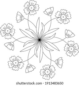 Black and white mandala vector isolated on white. Vector hand drawn circular decorative element stock illustration