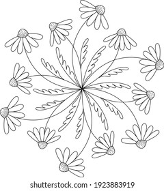 Black and white mandala vector isolated on white. Vector hand drawn circular decorative element stock illustration