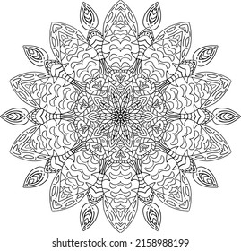 Schwarz-Weiß-Mandala-Vektorgrafik einzeln auf Weiß. Vektor handgezeichnet runder Zierelement.