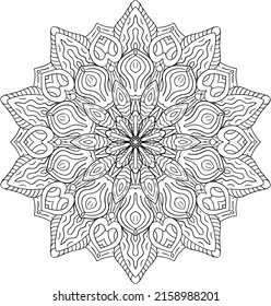 Black and white mandala vector isolated on white. Vector hand drawn circular decorative element.