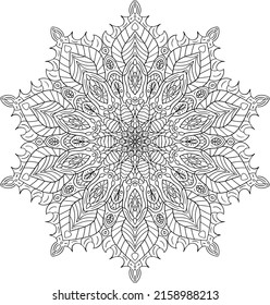 Black and white mandala vector isolated on white. Vector hand drawn circular decorative element.
