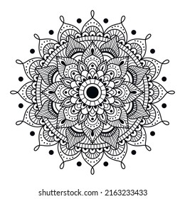 Black and white mandala vector isolated on white. Decorative round ornament for coloring book, greeting card, sticker or decoration interior design.