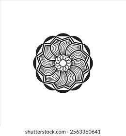 Black and white mandala vector isolated on white. Vector hand drawn circular decorative element and islamic design.