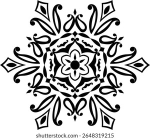 Zwarte en witte mandala vector geïsoleerd op wit. Vector handgetekende cirkelvormige decoratieve element.