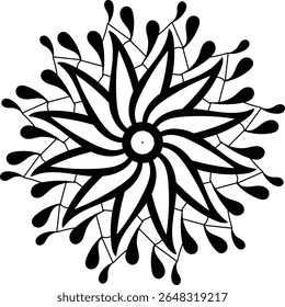 Zwarte en witte mandala vector geïsoleerd op wit. Vector handgetekende cirkelvormige decoratieve element.