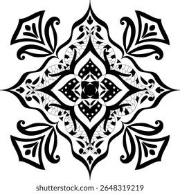 Zwarte en witte mandala vector geïsoleerd op wit. Vector handgetekende cirkelvormige decoratieve element.