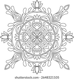 Zwarte en witte mandala vector geïsoleerd op wit. Vector handgetekende cirkelvormige decoratieve element.