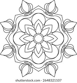 Black and white mandala vector isolated on white. Vector hand drawn circular decorative element.