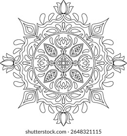 Zwarte en witte mandala vector geïsoleerd op wit. Vector handgetekende cirkelvormige decoratieve element.