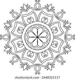 Zwarte en witte mandala vector geïsoleerd op wit. Vector handgetekende cirkelvormige decoratieve element.