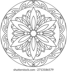 Black and white mandala vector isolated on white.