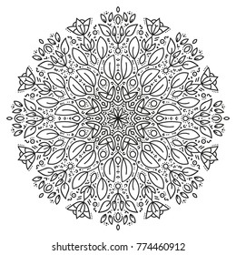 Black and white mandala vector isolated on white