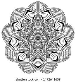 Black and white Mandala vector line art for coloring