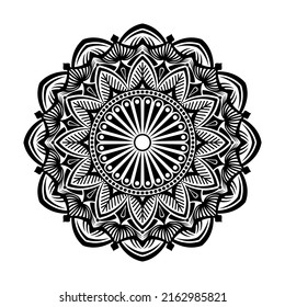 vector mandala en blanco y negro, ornamento redondo