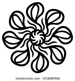 Black and white mandala, vintage indian ornament, boho, ethnic pattern, t-shirt print, coloring book for adults, yoga, meditation. Stock vector illustration isolated on white background. Tattoo