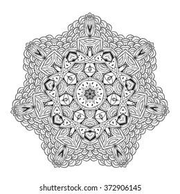 black and white mandala.abstract circular ethnic pattern. circular monochrome pattern. vector illustration