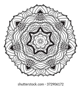 black and white mandala.abstract circular ethnic pattern. circular monochrome pattern. vector illustration