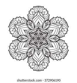 black and white mandala.abstract circular ethnic pattern. circular monochrome pattern. vector illustration