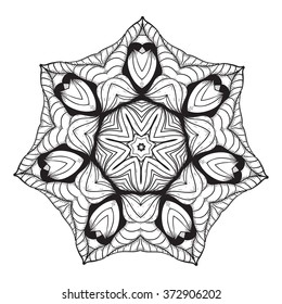 black and white mandala.abstract circular ethnic pattern. circular monochrome pattern. vector illustration