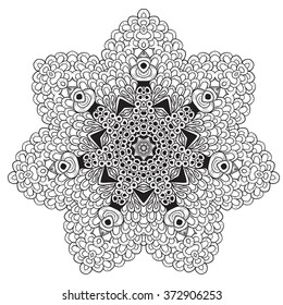black and white mandala.abstract circular ethnic pattern. circular monochrome pattern. vector illustration