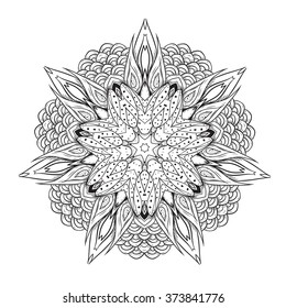 black and white mandala.abstract circular ethnic pattern. circular monochrome pattern. vector illustration