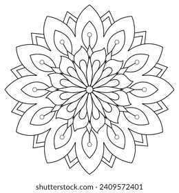 mandalas en blanco y negro - páginas de colores mandala - fácil página de colorear para adultos mandala - páginas simples de colorear mandala - página de mandala del libro coloreado para el interior del libro kdp