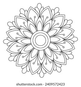 Schwarz-Weiß-Mandalas - Mandala-Farbseiten - einfache Mandala-Farbseiten für Erwachsene - einfache mandalafarbige Seiten - Colorbook mandala-Seite für kdp-Buchinnenraum