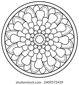 Schwarz-Weiß-Mandalas - Mandala-Farbseiten - einfache Mandala-Farbseiten für Erwachsene - einfache mandalafarbige Seiten - Colorbook mandala-Seite für kdp-Buchinnenraum