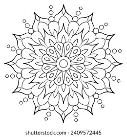 mandalas en blanco y negro - páginas de colores mandala - fácil página de colorear para adultos mandala - páginas simples de colorear mandala - página de mandala del libro coloreado para el interior del libro kdp