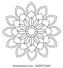 mandalas en blanco y negro - páginas de colores mandala - fácil página de colorear para adultos mandala - páginas simples de colorear mandala - página de mandala del libro coloreado para el interior del libro kdp