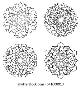 Black and white mandalas set.