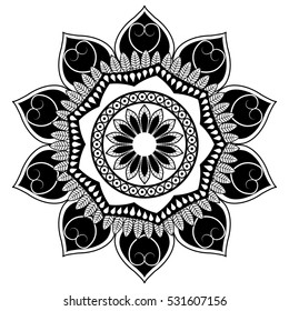 Black and white mandale design