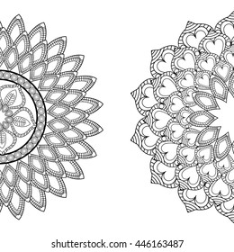 Black and White Mandale icon. Bohemic design. Vector graphic