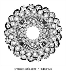 Black and White Mandale icon. Bohemic design. Vector graphic