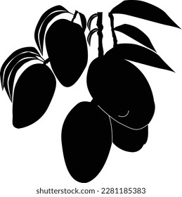 Icono de diseño de alimentos de forma de mango blanco y negro