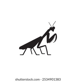 A black and white Mantis silhouette vector illustration design
