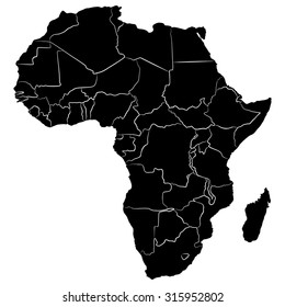 black and white map of Africa
