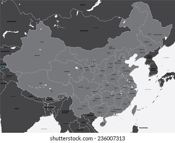 Black and white map of China