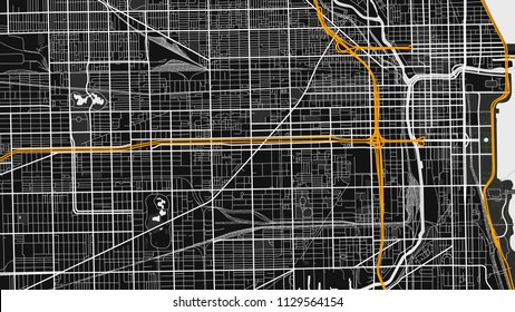 black white map city chicago