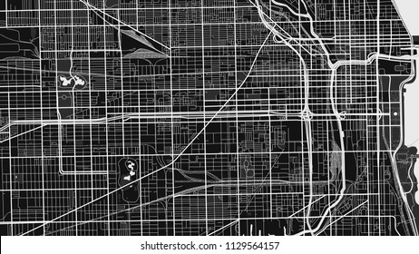 black white map city chicago