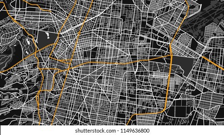 Black White Map City Mexico